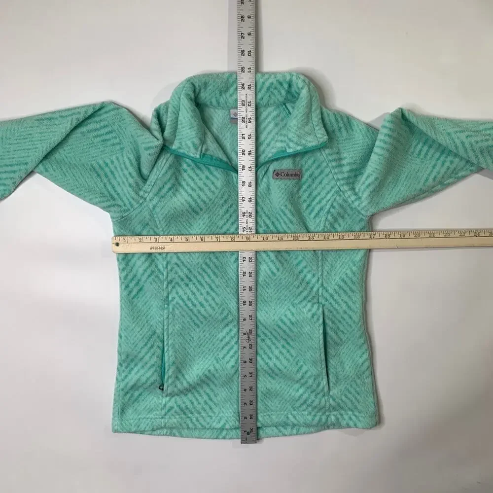 Columbia Jacket Girls Youth L Large Mint Benton Springs II Printed Fleece Zip Up